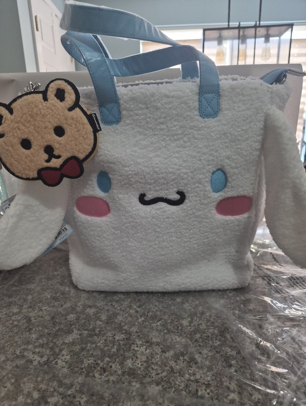 Loungefly Plush Cinnamoroll Tote Bag - White with Blue & Pink Accents